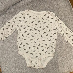 Roots Cream and Gray Baby Onesie
